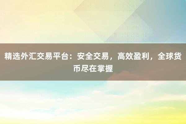 精选外汇交易平台：安全交易，高效盈利，全球货币尽在掌握