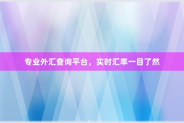 专业外汇查询平台，实时汇率一目了然