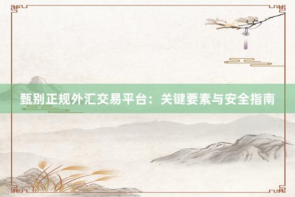 甄别正规外汇交易平台：关键要素与安全指南
