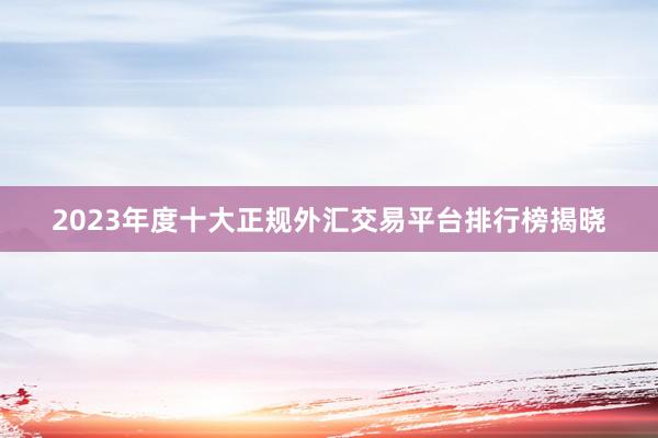2023年度十大正规外汇交易平台排行榜揭晓