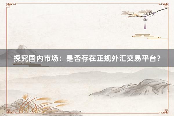 探究国内市场：是否存在正规外汇交易平台？