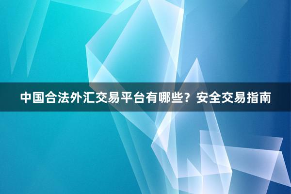 中国合法外汇交易平台有哪些？安全交易指南