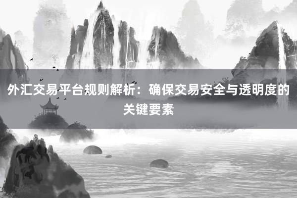外汇交易平台规则解析：确保交易安全与透明度的关键要素